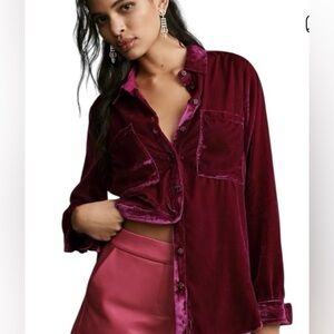 Velvet PiLcro Button-Up Shirt sz s